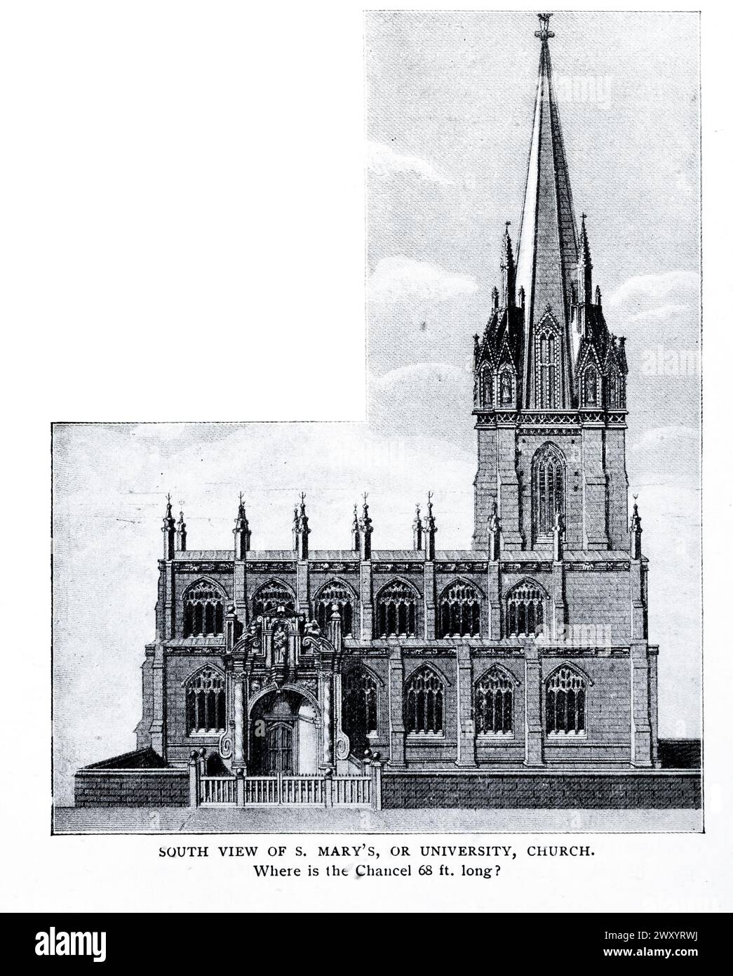 SÜDANSICHT DER KIRCHE S. MARY'S ODER UNIVERSITY. AUS DEM ARTIKEL THE BUILDINGS OF OXFORD, AUS DER SICHT EINES INGENIEURS. Von J. W. Parry. Vom Engineering Magazine gewidmet dem industriellen Fortschritt Band XVI Oktober 1898 bis März 1899 The Engineering Magazine Co Stockfoto
