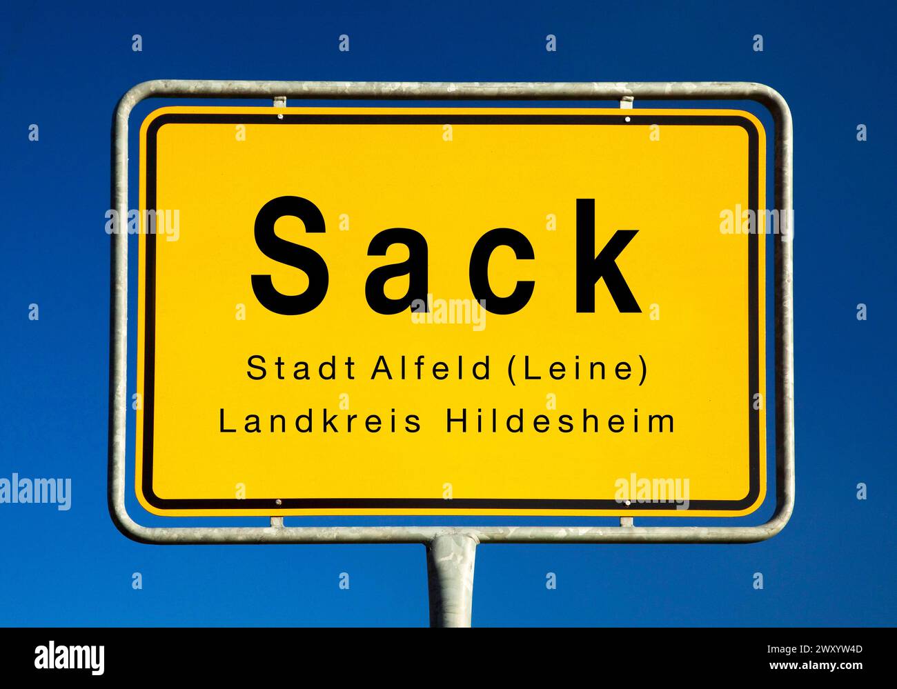Sack Town Schild, Deutschland, Niedersachsen, Alfeld Stockfoto