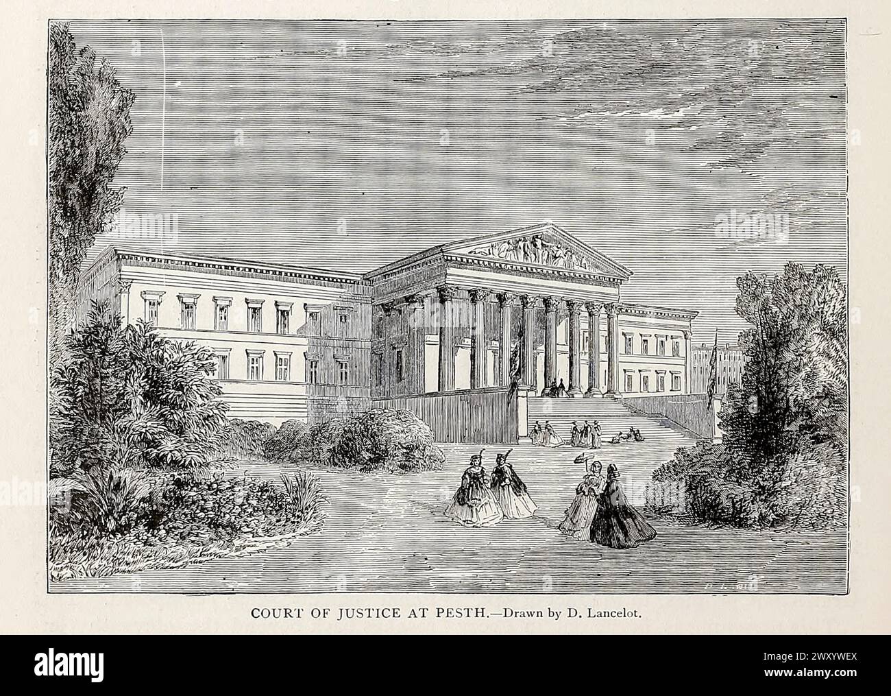 Court of Justice at Pesth [ Pest, Budapest ] from Cyclopedia Universal History : umfasst die vollständigste und jüngste Präsentation des Themas in zwei Hauptteilen oder Abteilungen von mehr als sechstausend Seiten von John Clark Ridpath, 1840-1900 Publikationsdatum 1895 Publisher Boston: Balch Bros Band 7 Geschichte des Menschen Stockfoto