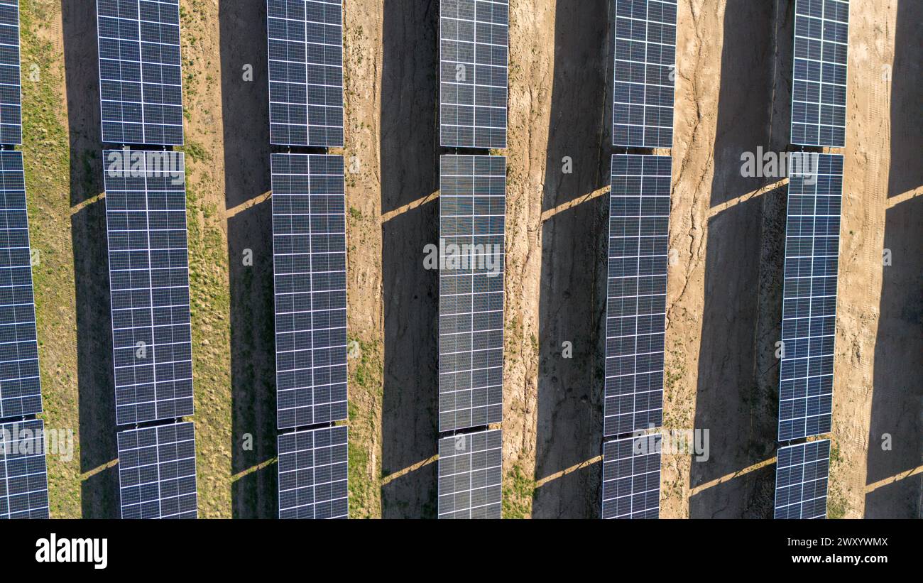 Windturbinen und Elektronen-Solarpark in Taurage, Litauen Stockfoto