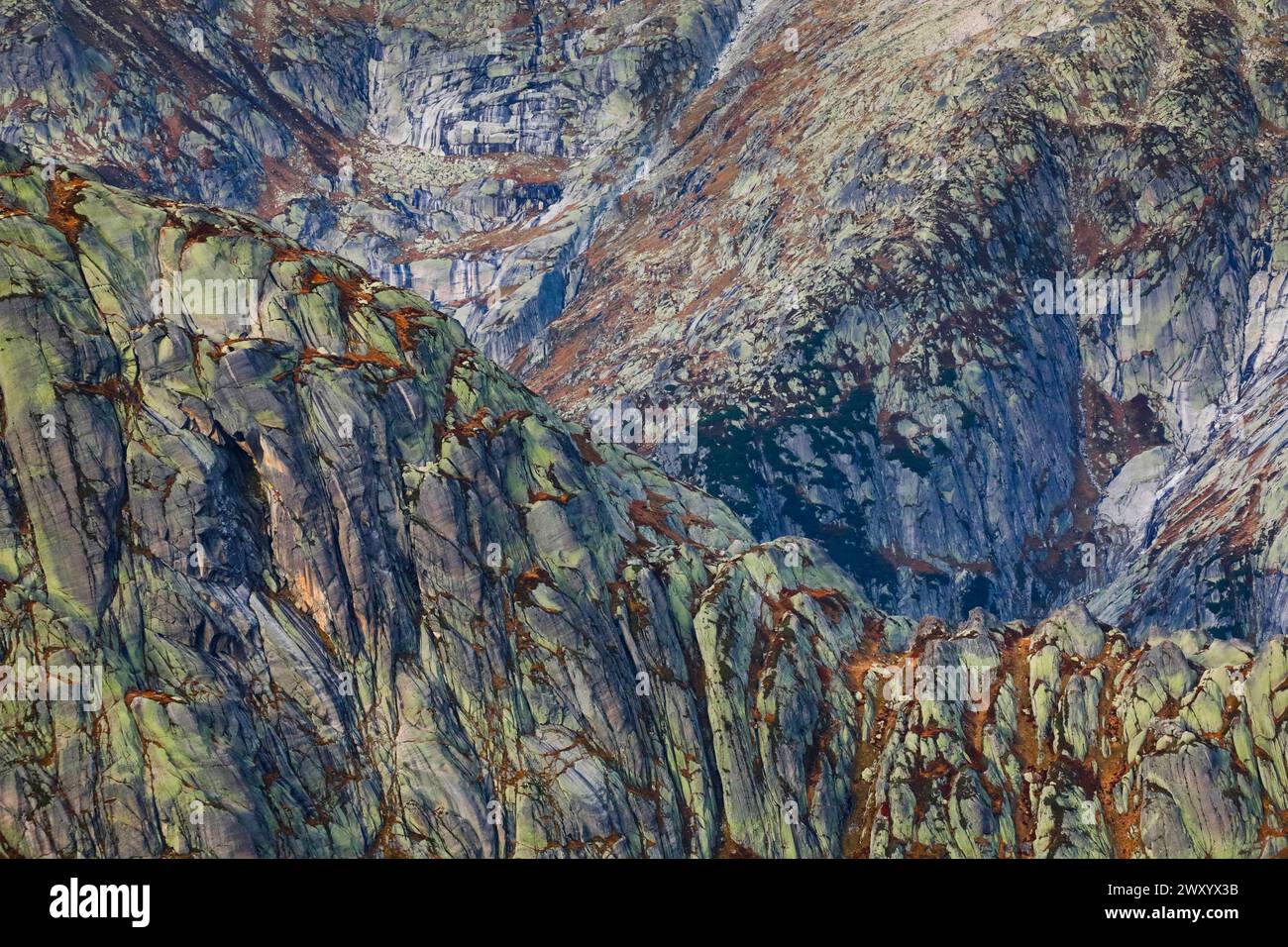 Felswände am Grimselpass, Schweiz, Berner Oberland Stockfoto