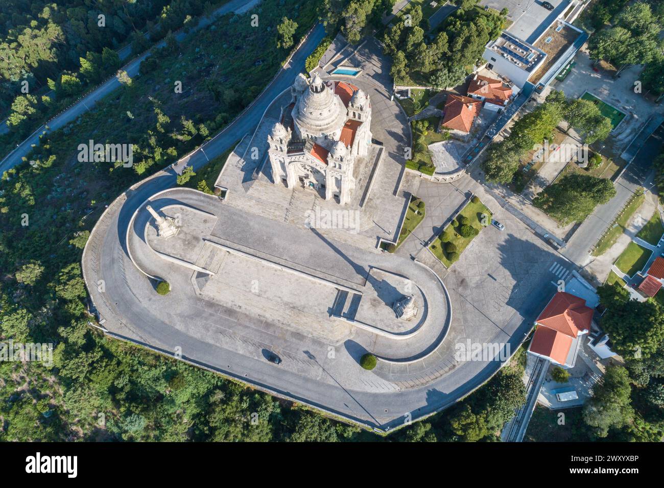 Drohnenansicht der Basilika Santa Luzia, Viana do Castelo. Portugal Stockfoto