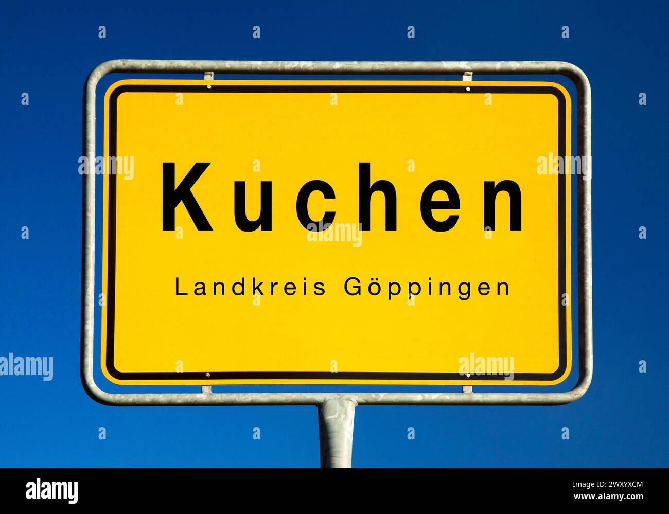 Torter Ortsschild, Deutschland, Baden-Württemberg, Goeppingen, Kuchen Stockfoto