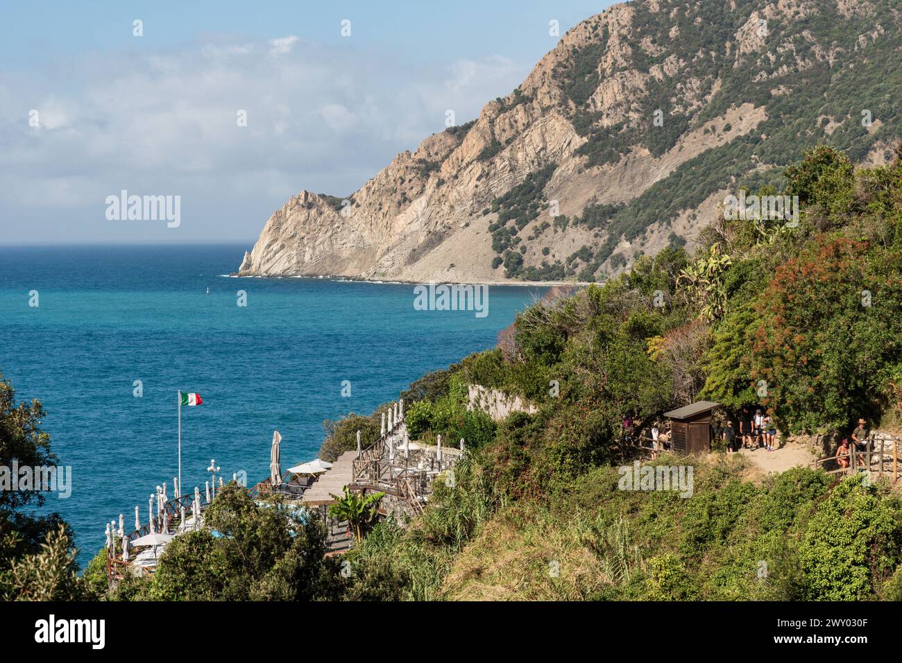 Eintrittspunkt für die Wanderung Cinque Terre Sentiero Azzurro in Monterosso al Mare Stockfoto