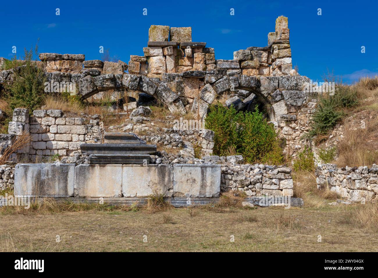 Theater und Stadion, Aizanoi, Provinz Kutahya, Türkei Stockfoto