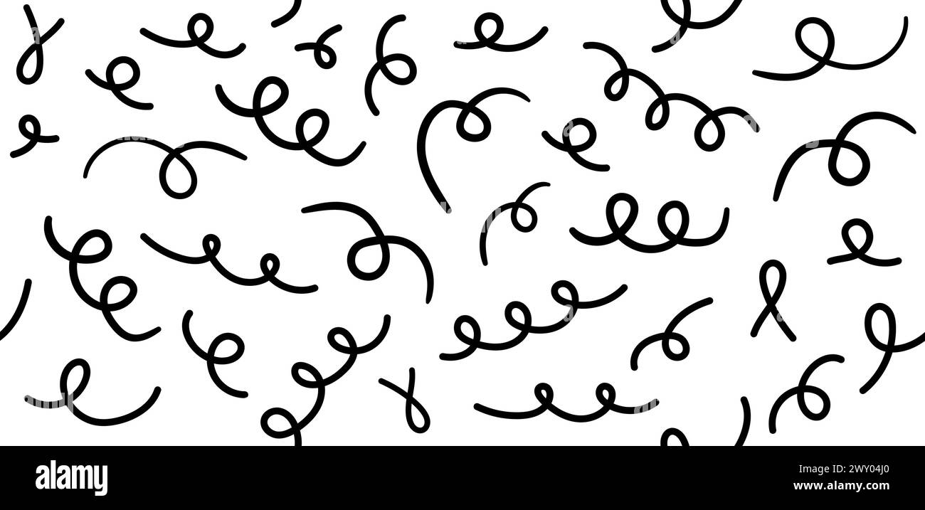 Handgezeichnete verdrehte Linien Y2K naives nahtloses Muster. Abstrakter Hintergrund für groovige Banner Stock Vektor
