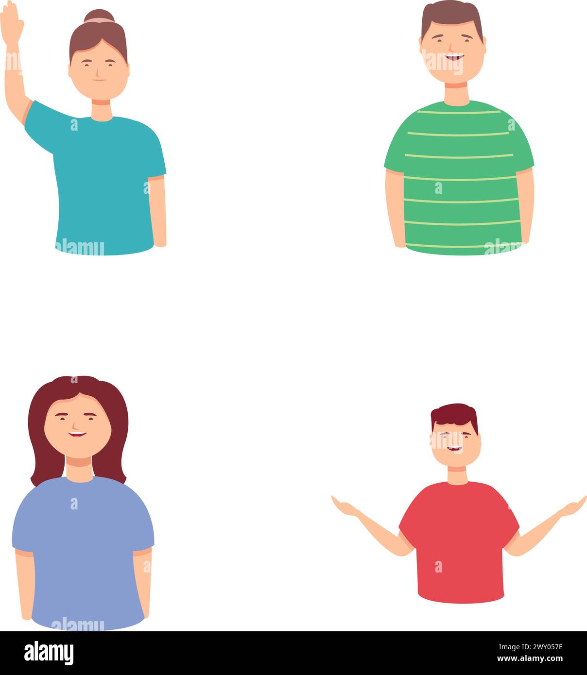 Symbole für das Down-Syndrom setzen den Cartoon-Vektor. Glückliche Menschen mit Down-Syndrom. Genetische Erkrankungen Stock Vektor