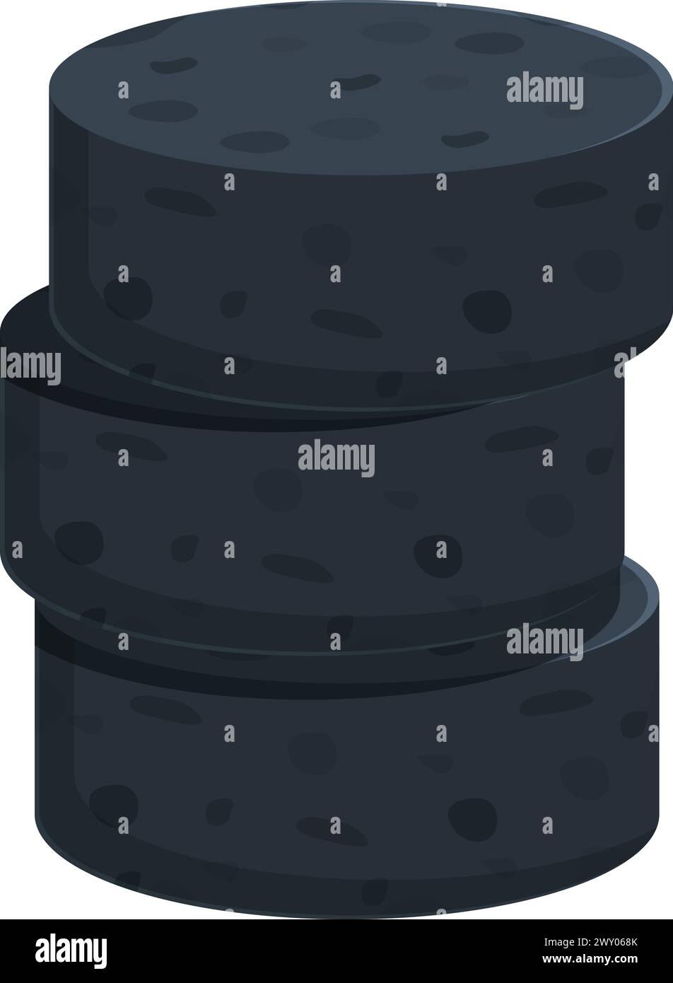 Runde Wasserpfeife Kohle Icon Cartoon Vektor. Schwarzes Farbelement. Brennwerkzeug Stock Vektor