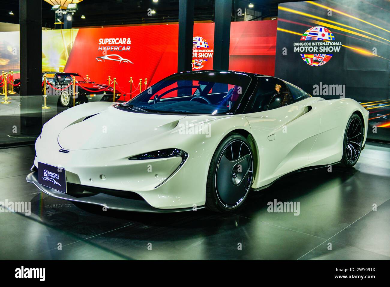 Thailand-27. März 2024: McLaren Speedtail ist ein Hyper-Auto oder Hyper GT, nur 106 Autos, die weltweit auf der 45. Bangkok International Motor Show in produziert wurden Stockfoto