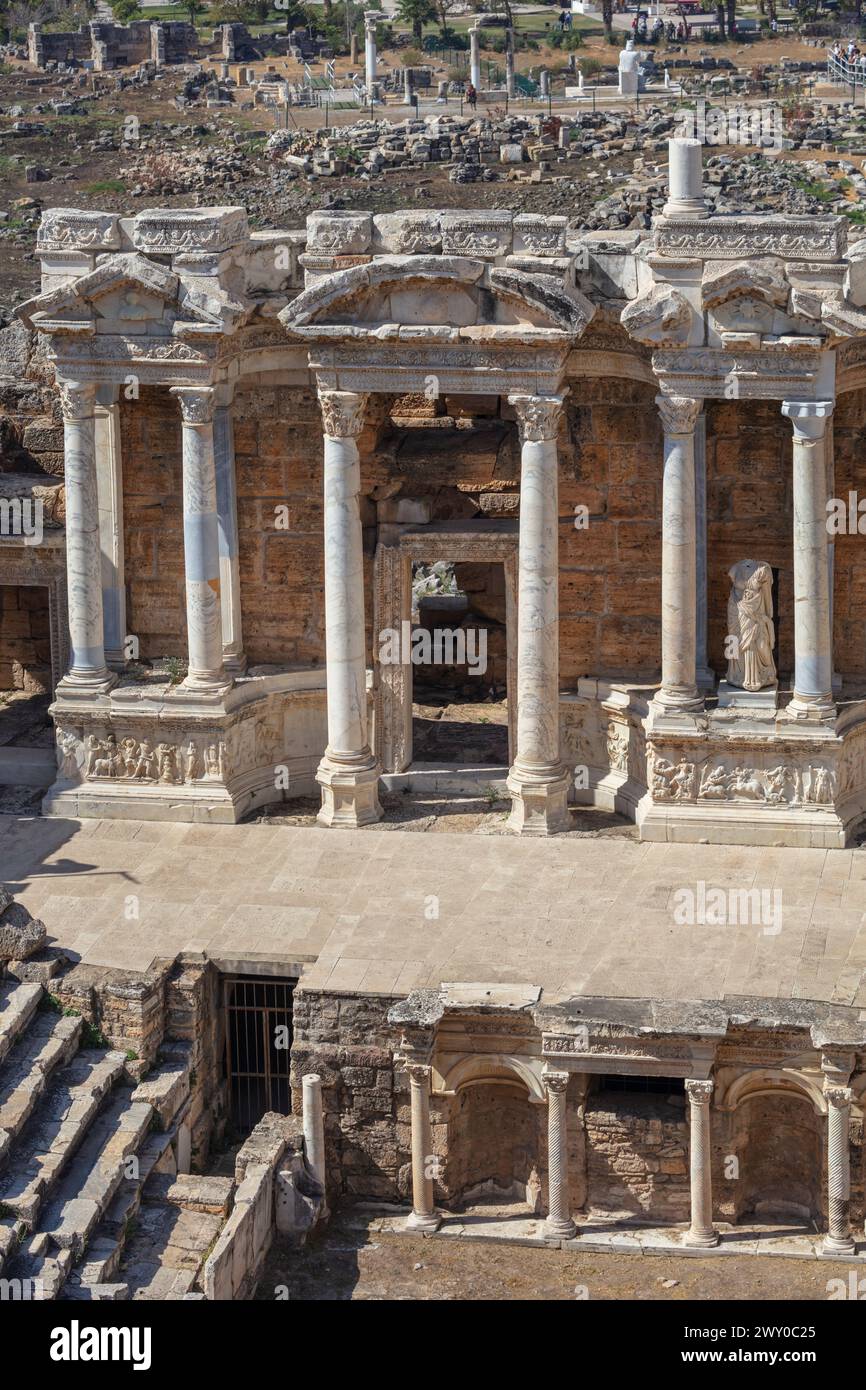 Theater, 1. Jahrhundert, Hierapolis, Pamukkale, Provinz Denizli, Türkei Stockfoto