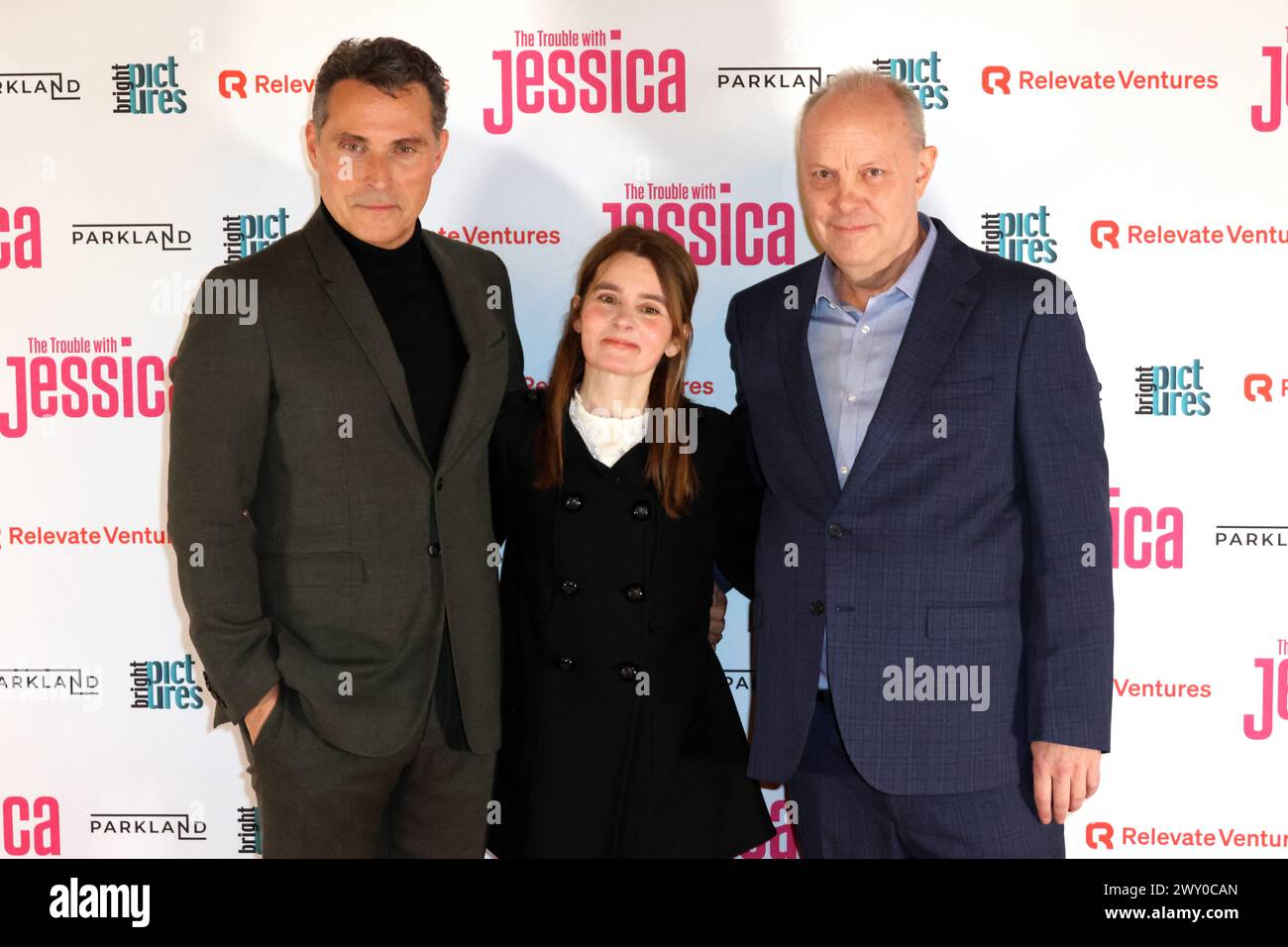 Rufus Sewell, Shirley Henderson und David Schaal, The Trouble with Jessica - London Premiere, Vue West End, Leicester Square, London, Großbritannien, April 202 Stockfoto