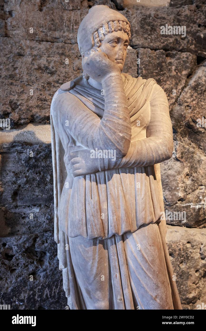 Attis Skulptur, 2. Jahrhundert, Hierapolis, Pamukkale, Provinz Denizli, Türkei Stockfoto