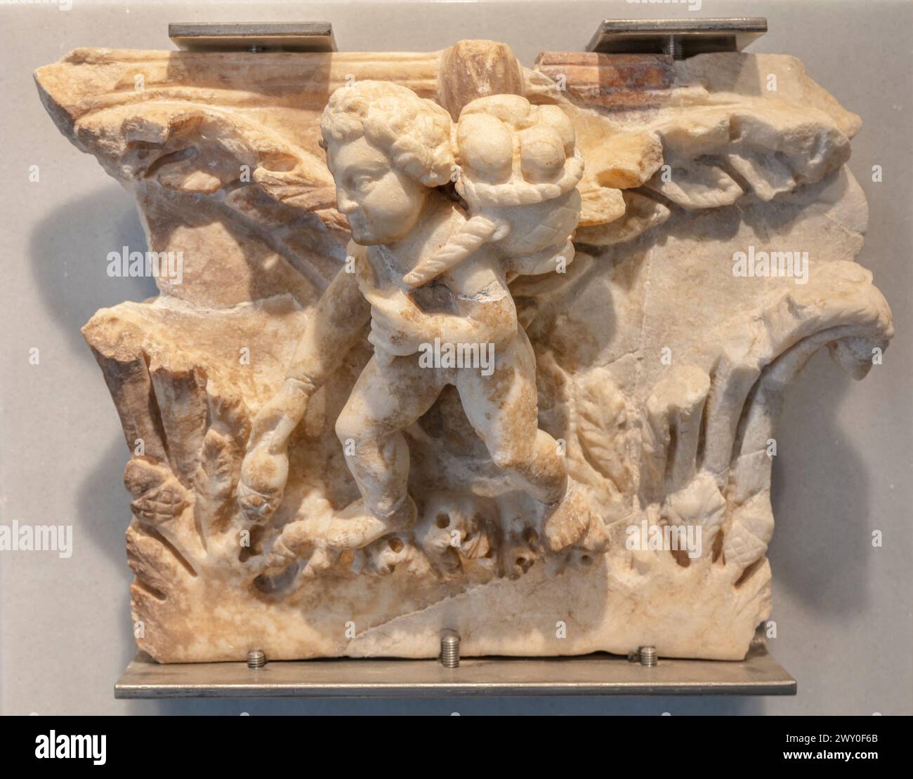 Pilaster Hauptstadt, Aphrodisias, Geyre, Provinz Aydin, Türkei Stockfoto