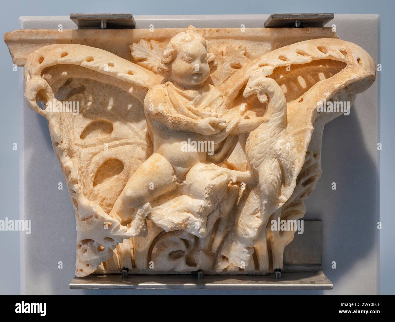 Pilaster Hauptstadt, Aphrodisias, Geyre, Provinz Aydin, Türkei Stockfoto