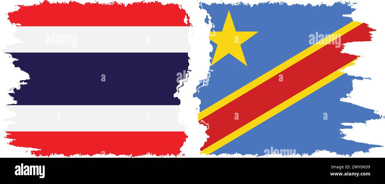 Kongo - Kinshasa und Thailand Grunge Flaggen Verbindung, Vektor Stock Vektor