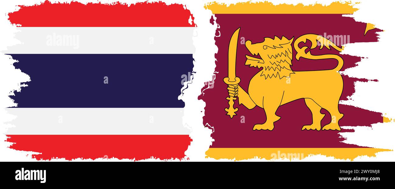 Sri Lanka und Thailand Grunge Flaggen Verbindung, Vektor Stock Vektor