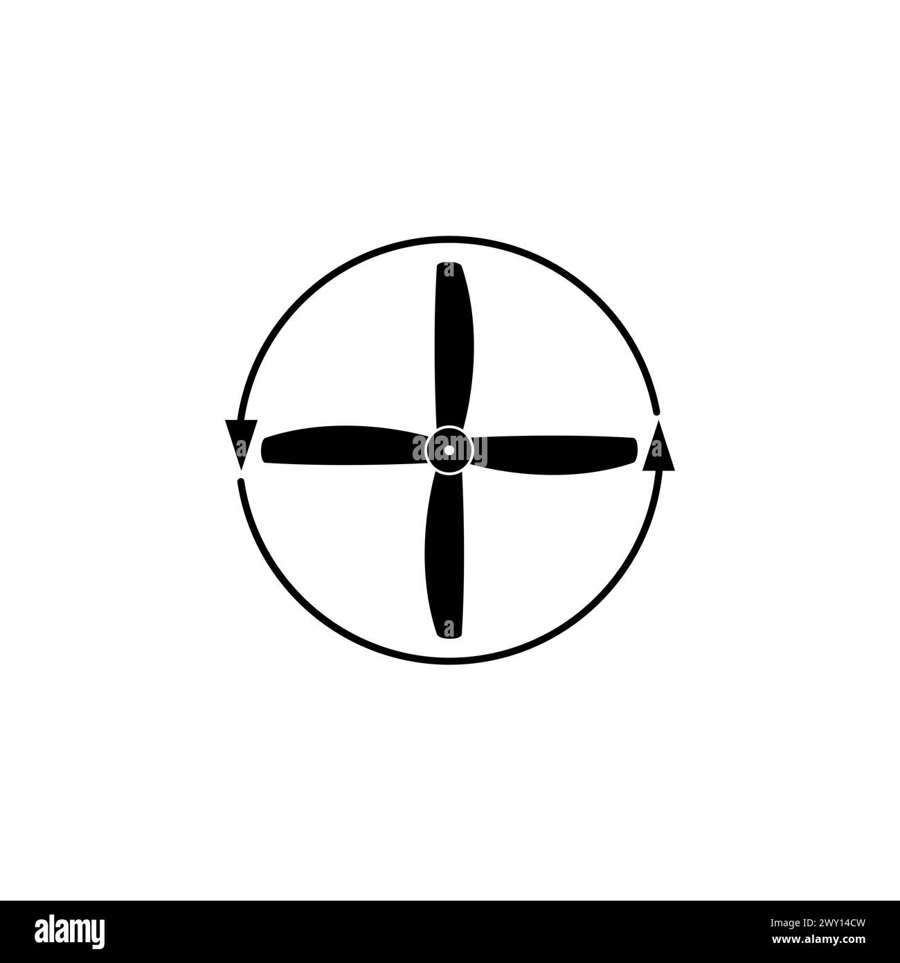 Symbol für Flachvektor der Propellerschraube. Einfaches, ausgefülltes Symbol auf weißem Hintergrund Stock Vektor