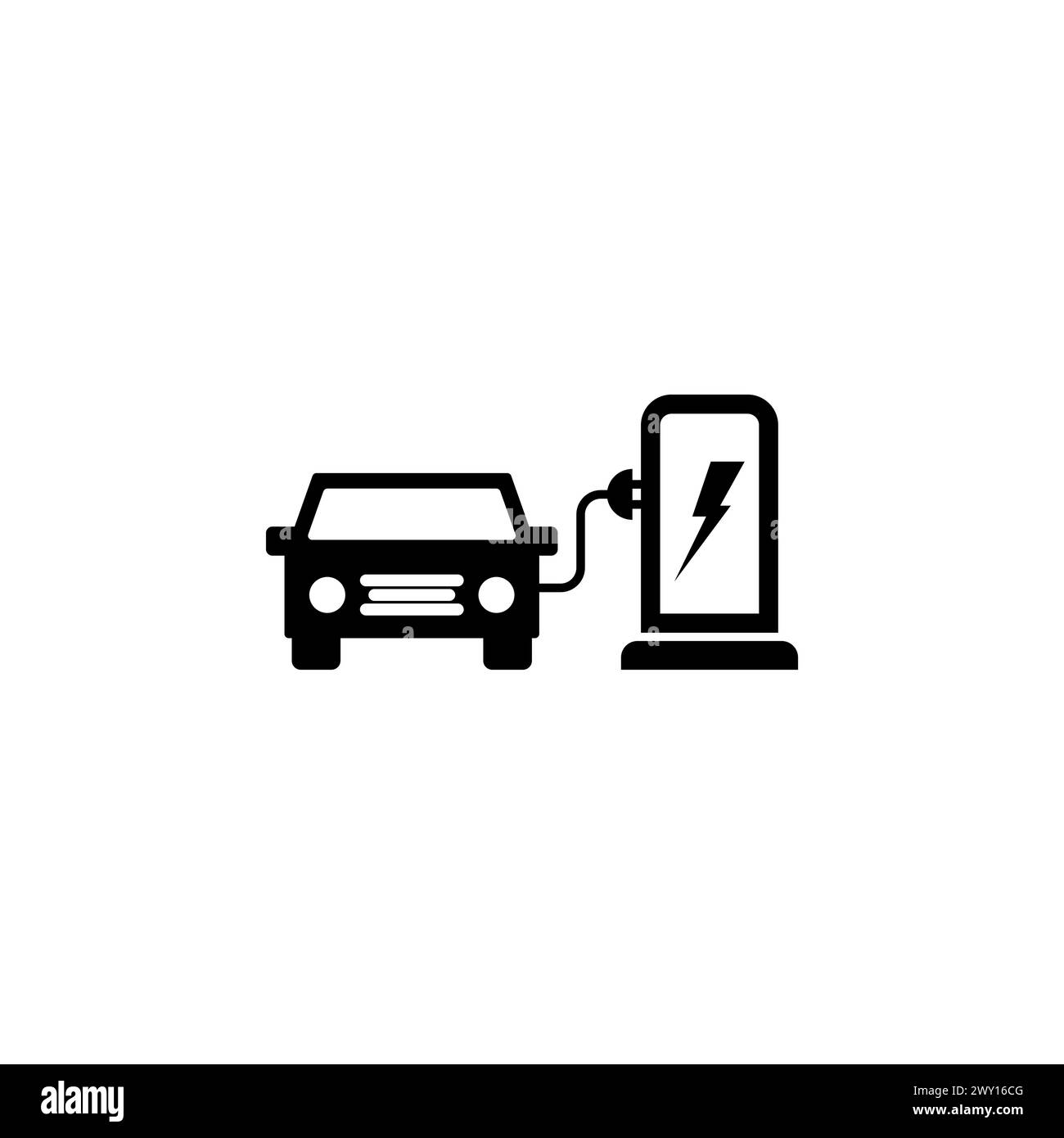 Flaches Vektorsymbol für Ladestation für Elektroautos. Einfaches, ausgefülltes Symbol auf weißem Hintergrund Stock Vektor