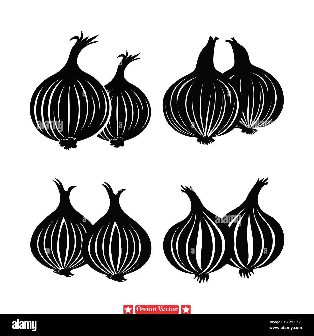 Fresh Onion Vector entwirft scharfe Grafiken für Kochzeitschriften, Lebensmittelverpackungen und kulinarische Veranstaltungen Promotions Stock Vektor