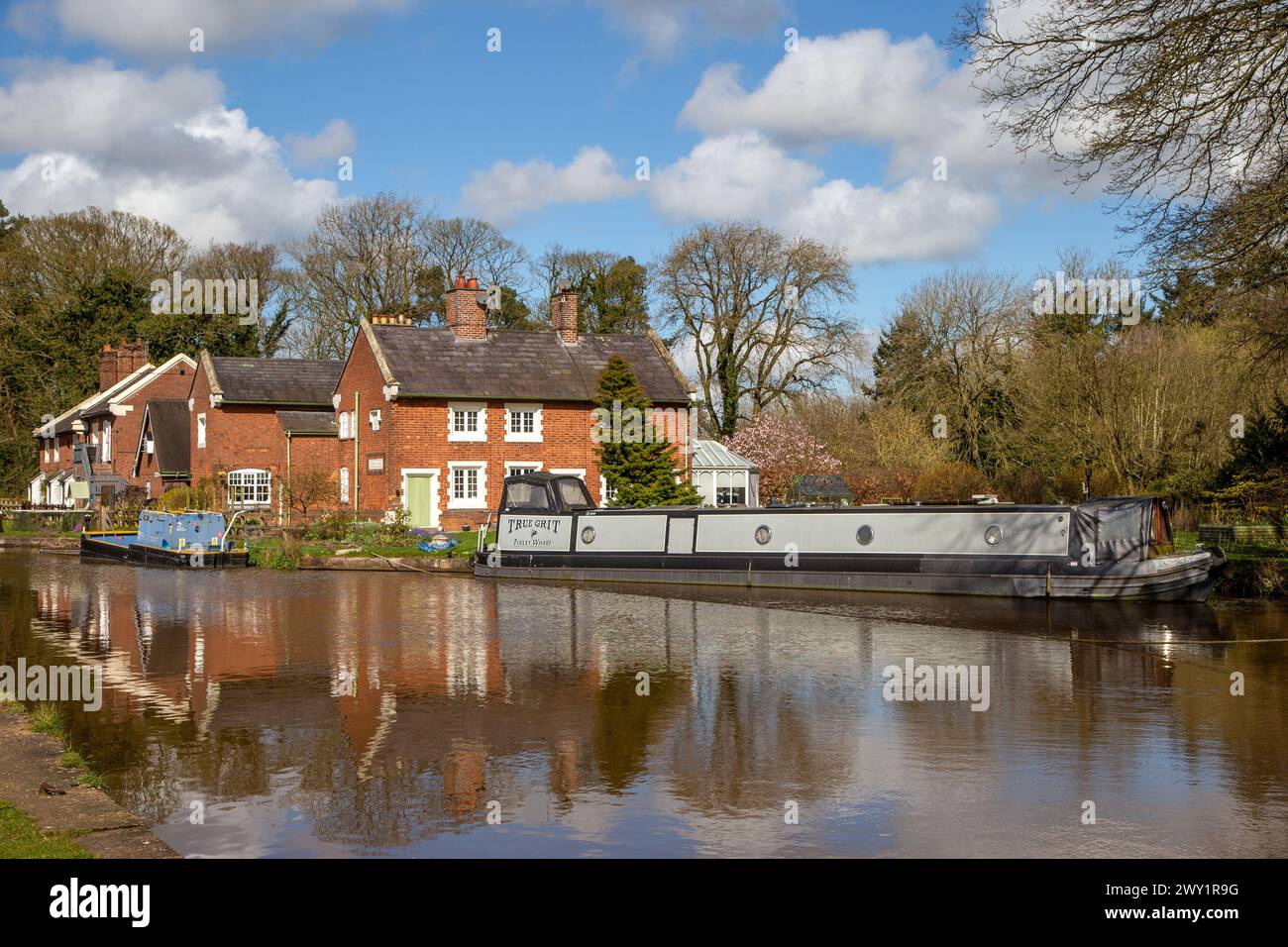 Schmalboote vertäuten am Shropshire union Canal bei Tyrley Schleusen in der Nähe von Market Drayton Shropshire England Stockfoto