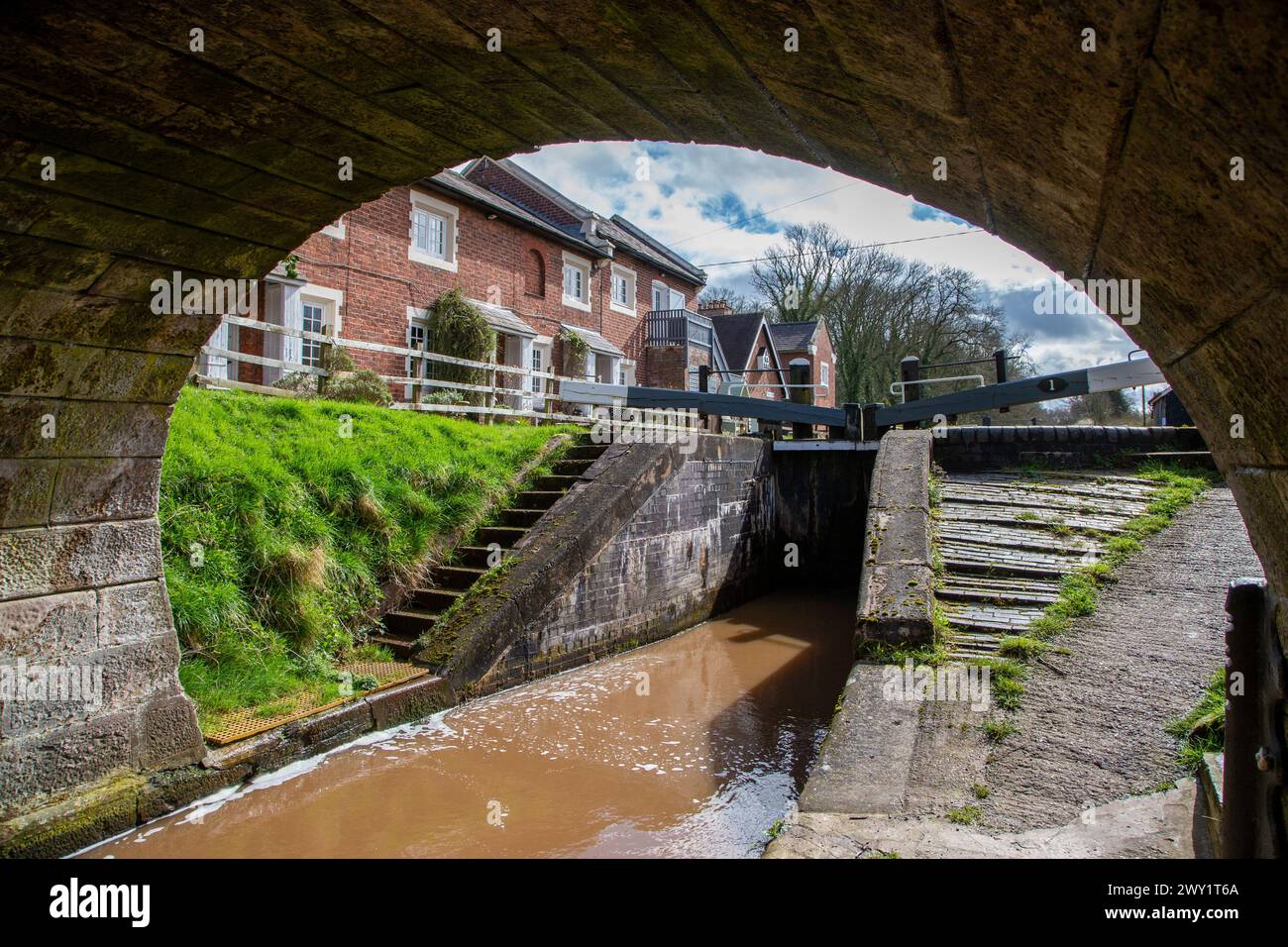 Der Shropshire union Canal bei Tyrley schließt sich in der Nähe des Market Drayton Shropshire England Stockfoto