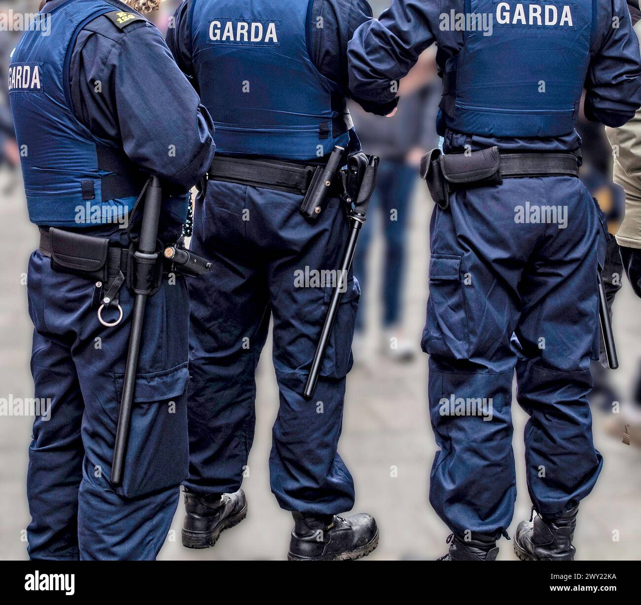 Mitglieder der Garda Public Order Unit auf der Straße in Dublin, Irland. Stockfoto