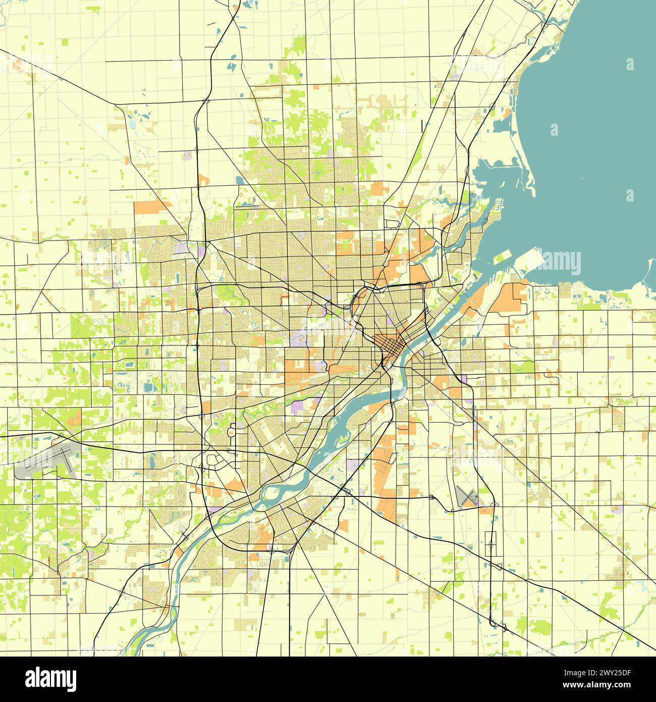 Stadtplan von Toledo, Ohio, USA Stock Vektor