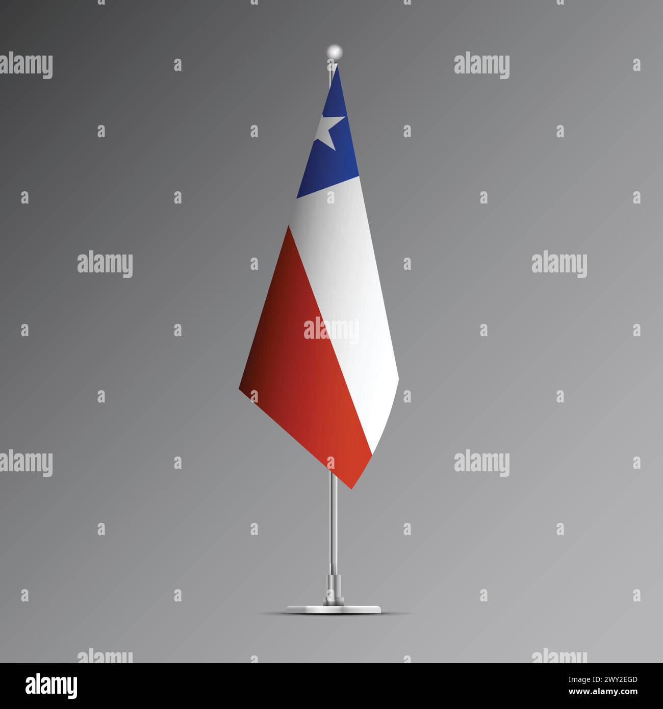 3D-realistische Flagge von Chile auf Stahlmast Stock Vektor