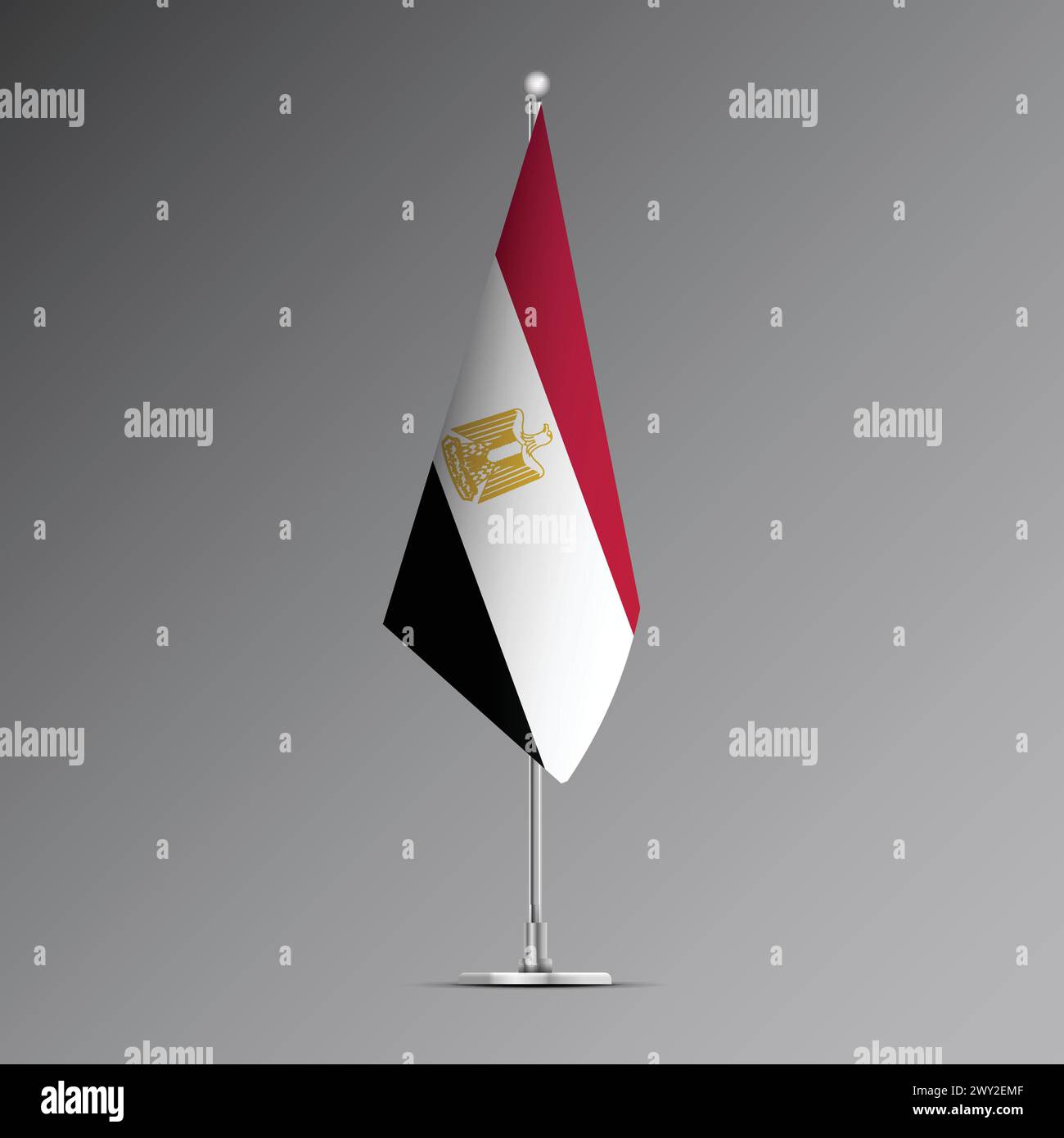 Realistische 3D-Flagge Ägyptens auf Stahlmast Stock Vektor