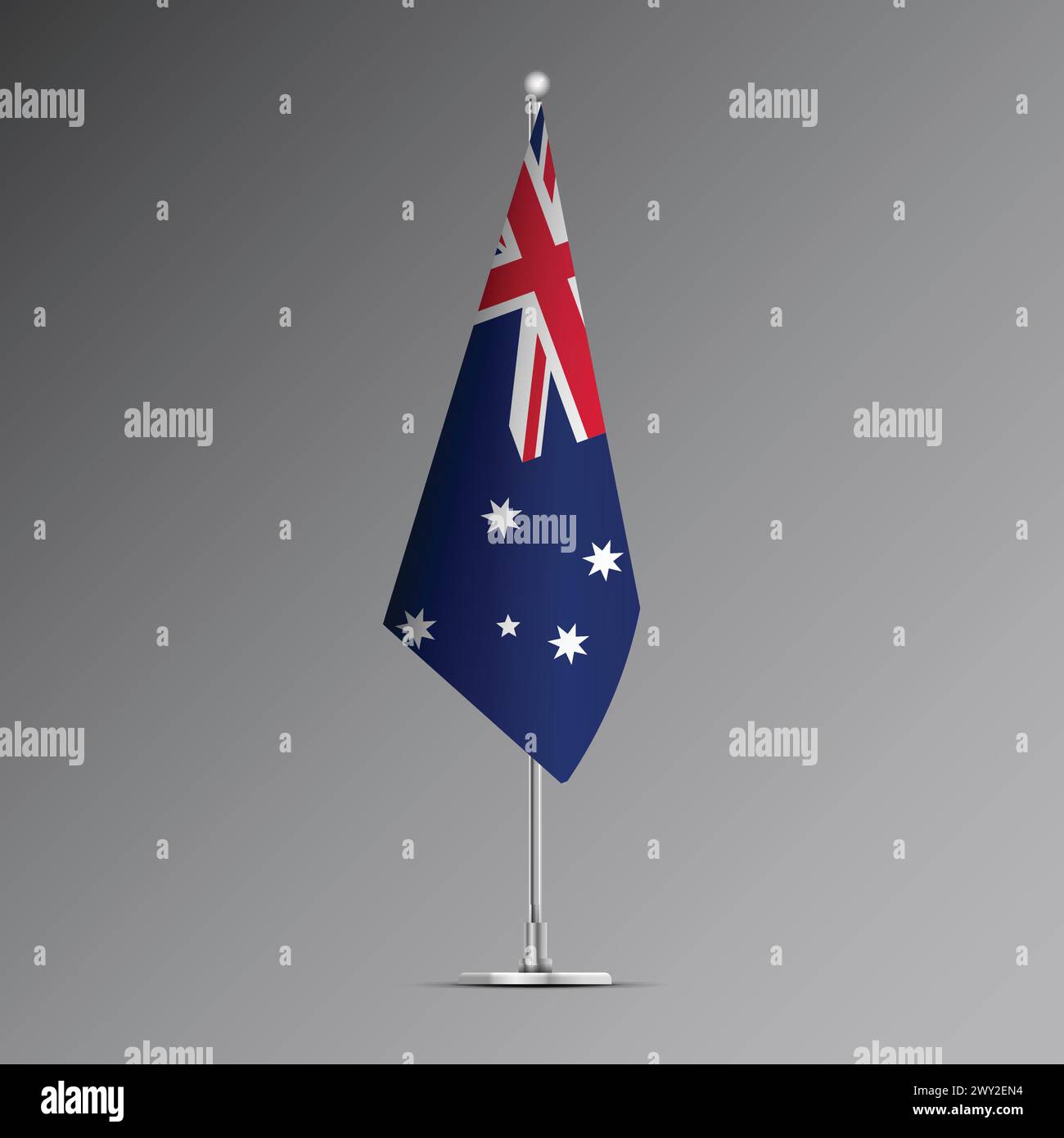 Realistische 3D-Flagge Australiens auf Stahlmast Stock Vektor