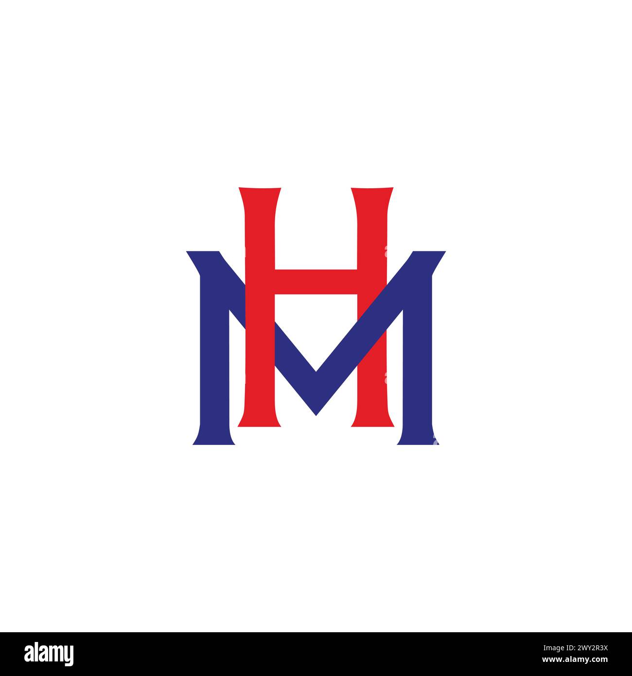 Letter mh Linked Bunte Schriftart einfacher Logo Vektor Stock Vektor