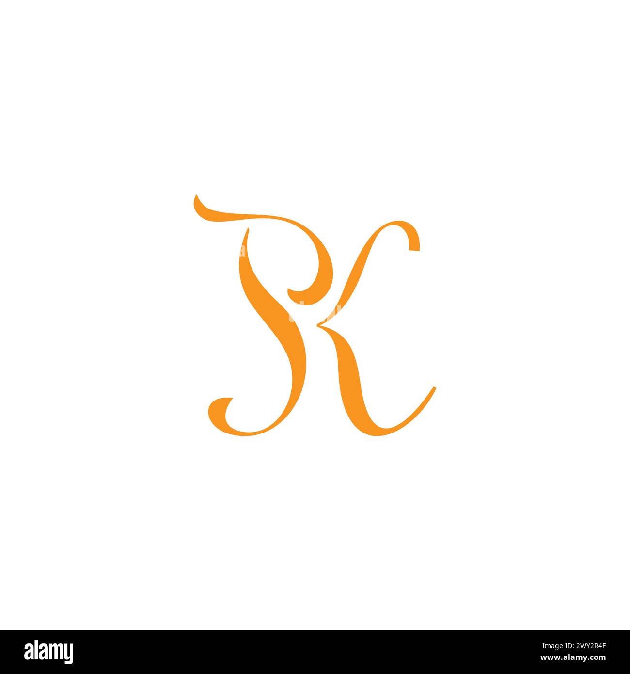 Letter PK Kurven Schriftart eleganter Logovektor Stock Vektor