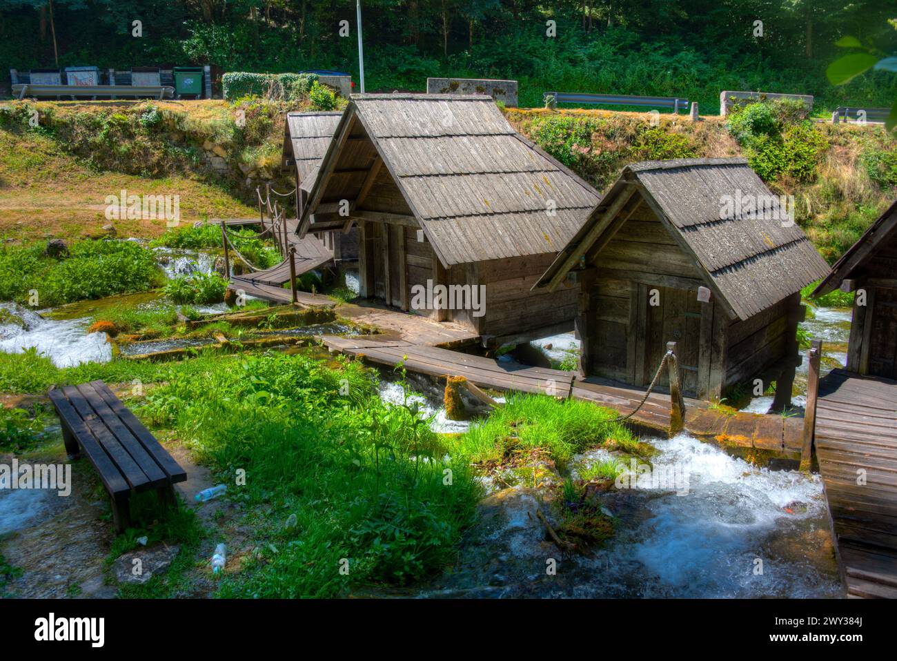 Mlincici Wassermühlen in der Nähe der Stadt Jajce in Bosnien und Herzegowina Stockfoto