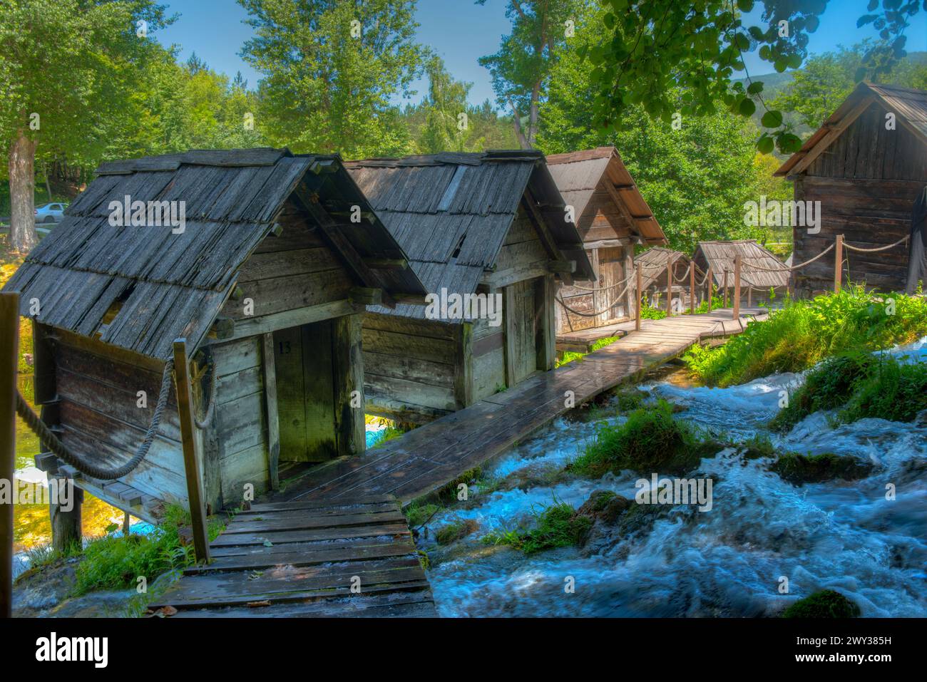 Mlincici Wassermühlen in der Nähe der Stadt Jajce in Bosnien und Herzegowina Stockfoto