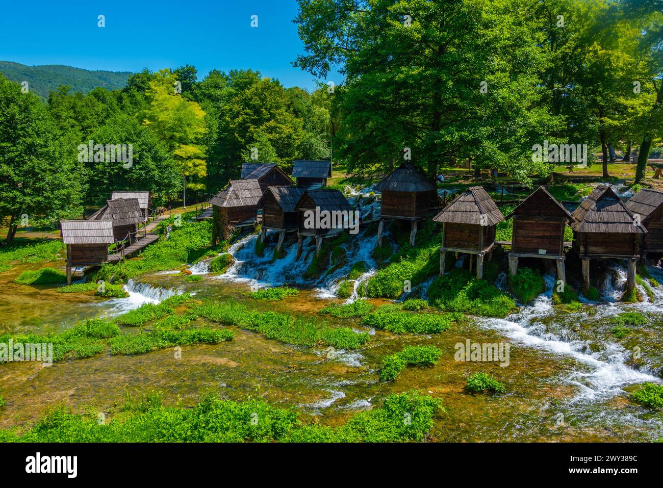 Mlincici Wassermühlen in der Nähe der Stadt Jajce in Bosnien und Herzegowina Stockfoto