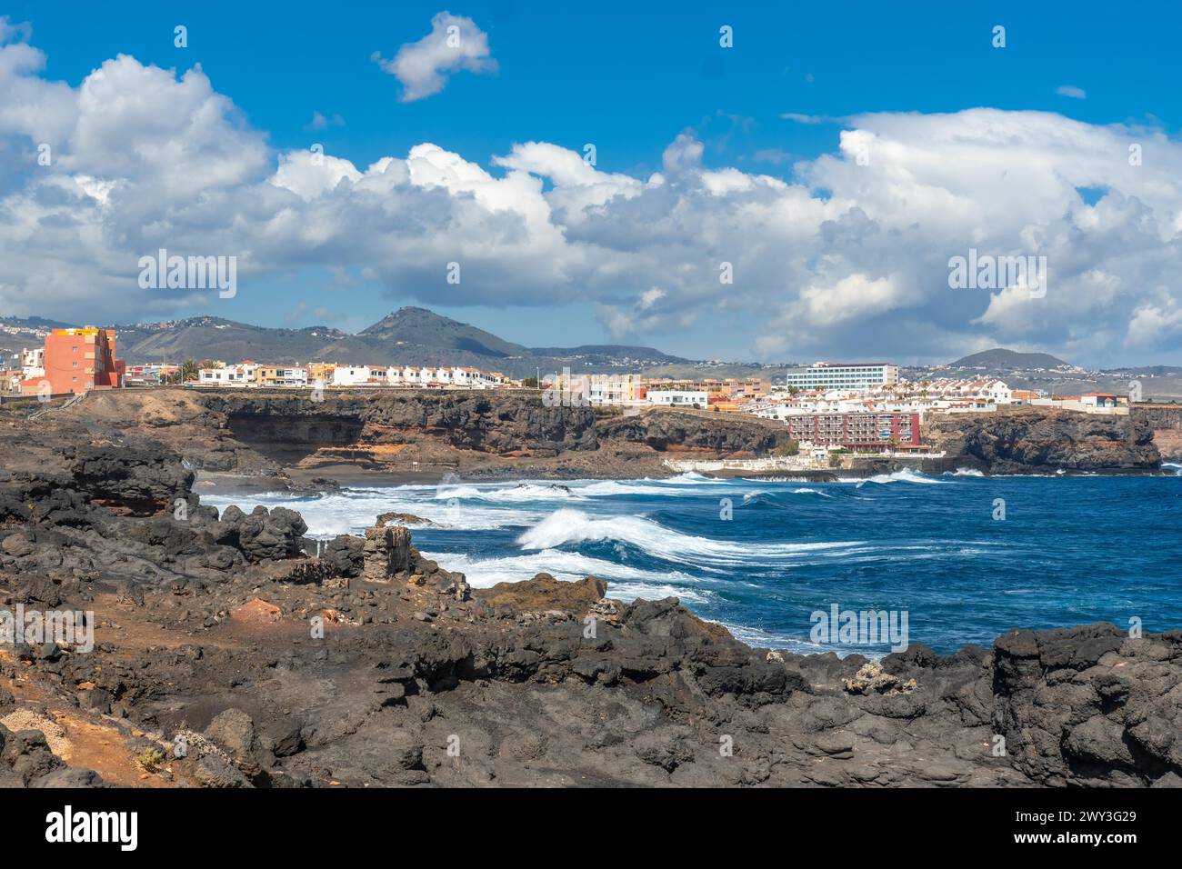 Blick auf den Strand von Bufadero de La Garita (Telde), Gran Canaria, Kanarischen Inseln Stockfoto