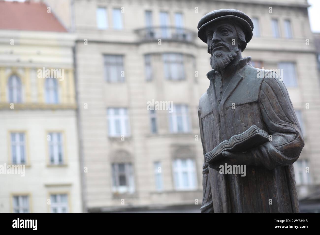 Eine Statue des religiösen Führers und Reformators John Calvin. Budapest, Ungarn Stockfoto