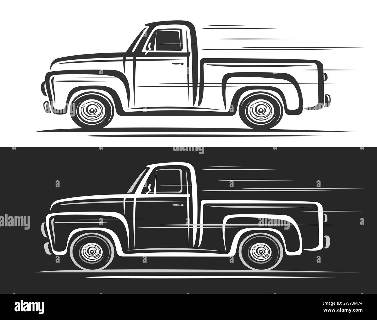 Pickup truck clipart Schwarzweiß-Stockfotos und -bilder - Alamy, حجم الصورة 1300x1104