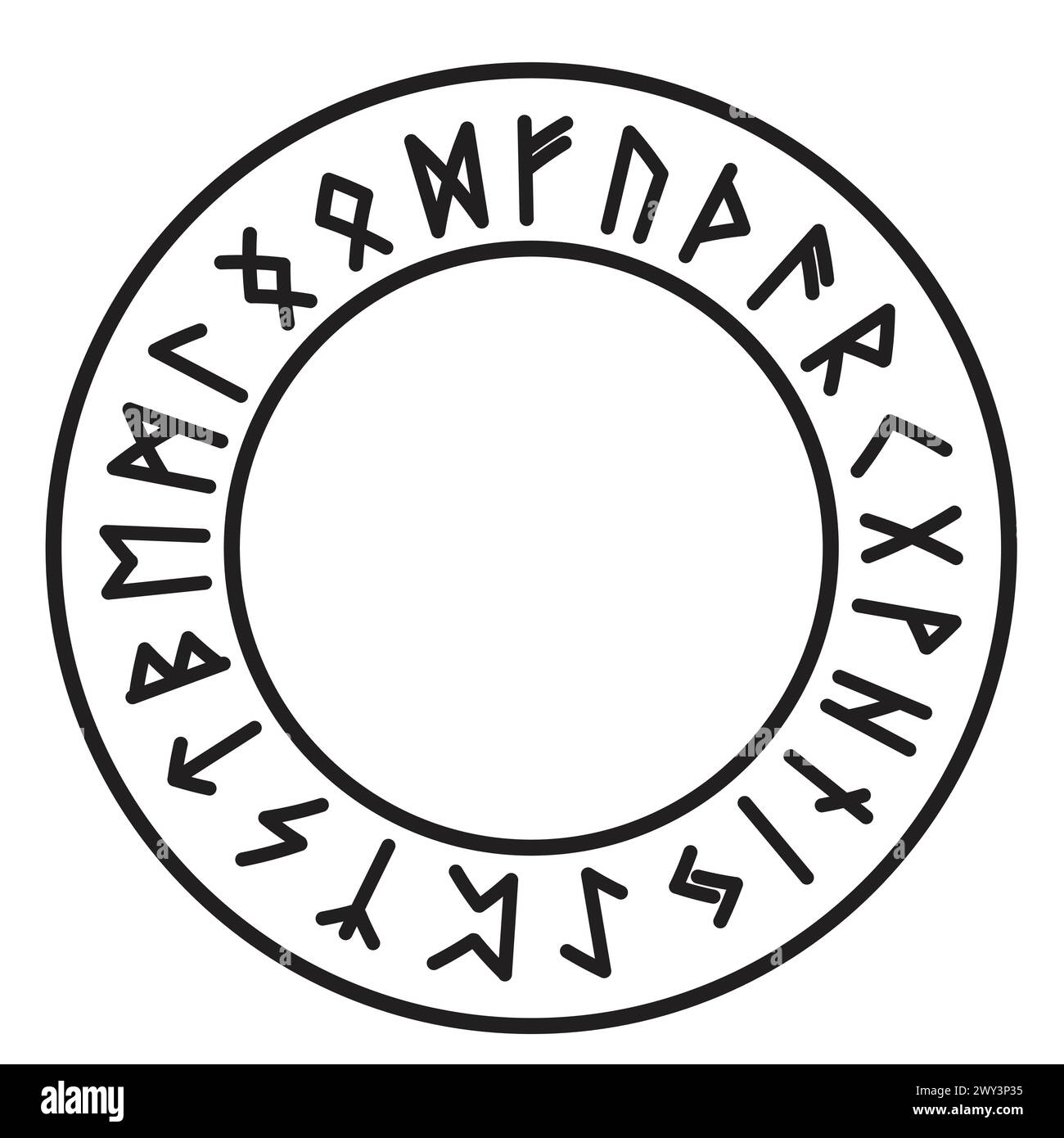 Runenkreis isländischer keltischer wikinger-Talisman Navigation Kompass, Rahmen okkultes Amulett, stammesnordische Schrift isoliert auf weißem Hintergrund. Vektorabbildung Stock Vektor