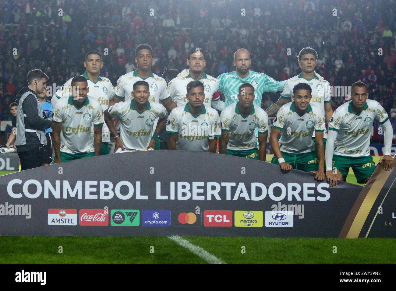 Buenos Aires, 03.04.2024: Team von Palmeiras für das erste Spiel des CONMEBOL Libertadores Cup für Gruppe F im Pedro Bidegain Stadium ( Credit: Néstor J. Beremblum/Alamy Live News) Stockfoto