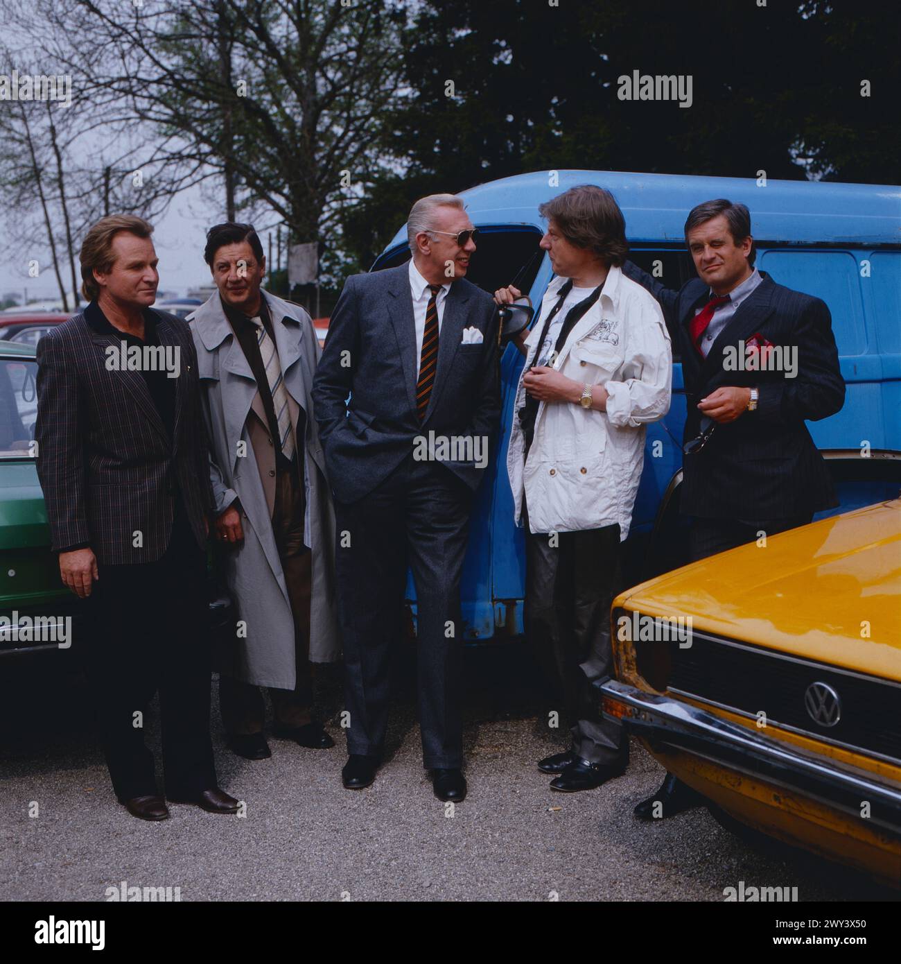 Derrick, ZDF Krimi-Serie, Deutschland, 1987, Folge: Nachtstreife, Regie: Dietrich Haugk, Szene: Fritz Wepper, Hans Brenner, Horst Tappert, Herbert Bötticher, Frank Hoffmann Stockfoto