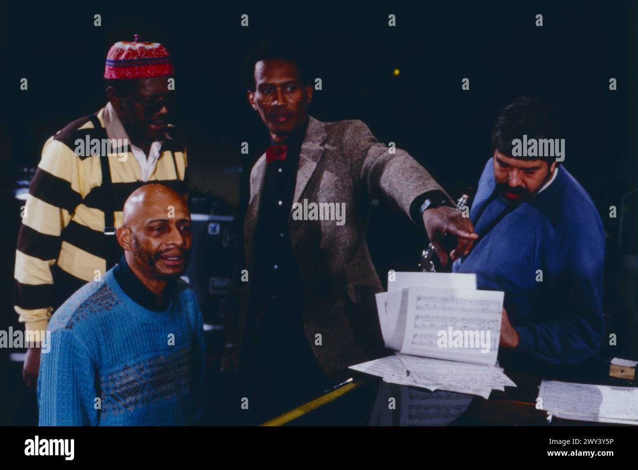 Jazz fest Berlin, Philharmonie, 1986, Auftritt von Don Cherry - Jabbo Smith Collaboration, Bild: Don Cherry, Pocket-Trompete, Jabbo Smith, Gesangstrompete, Kirk Lightsey, Klavier, Jim Pepper, Saxophon Stockfoto