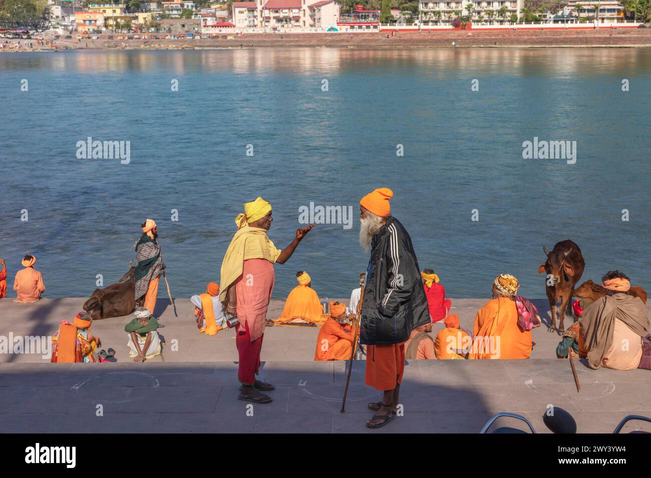 Ganges, Parmarth Niketan Ashram, Rishikesh, Hrishikesh, Uttarakhand, Indien Stockfoto