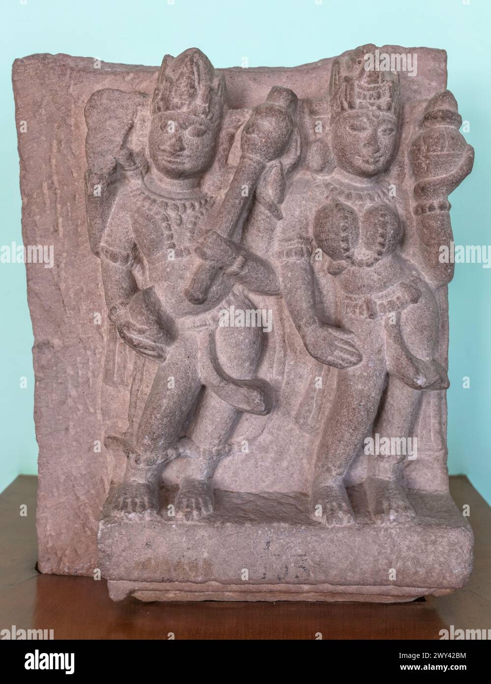 Paar, skulpturale Türpfosten, 8. Jahrhundert, Himachal State Museum, Shimla, Himachal Pradesh, Indien Stockfoto