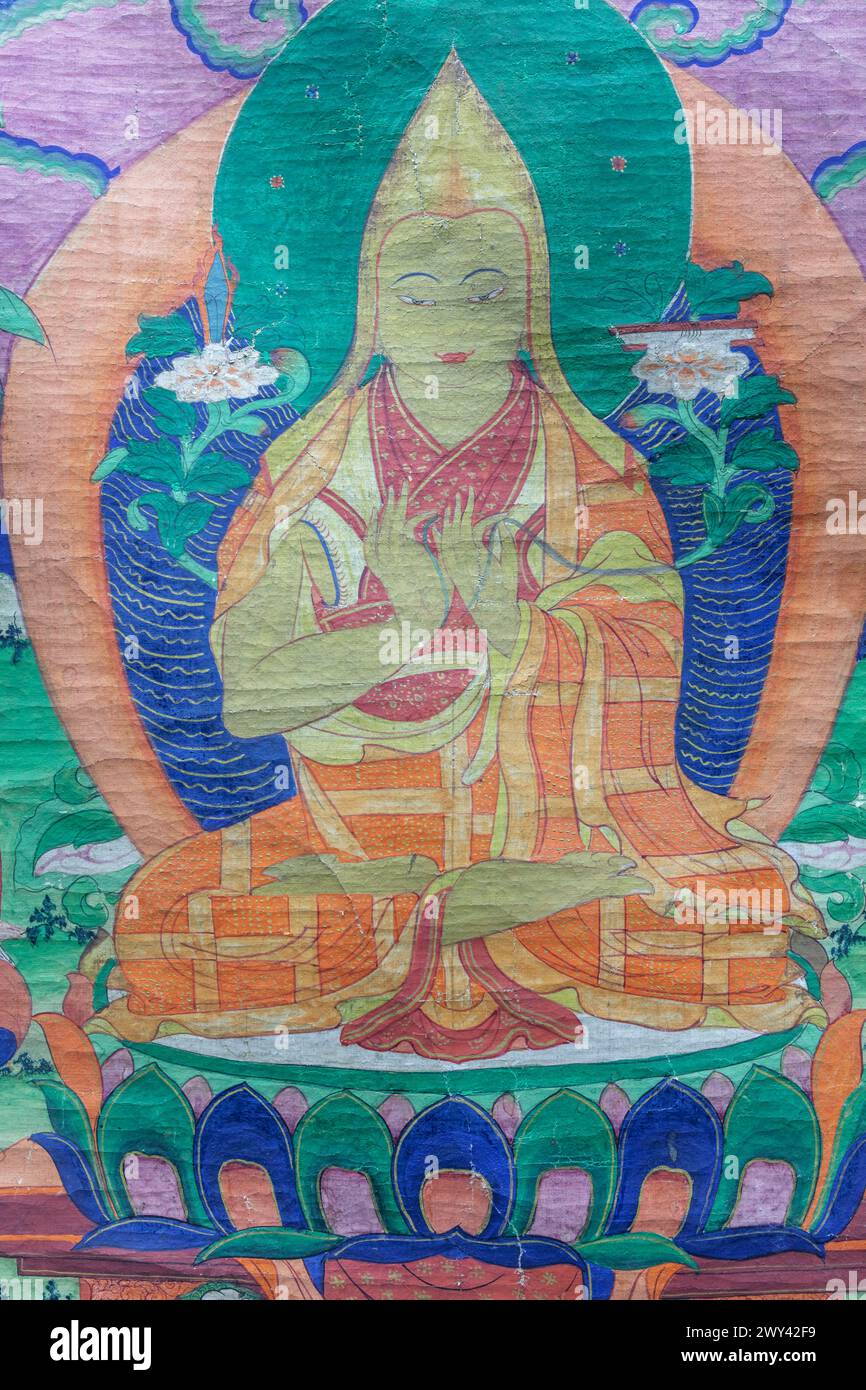 Thangka, Padam Pani, tibetische buddhistische Malerei, Himachal State Museum, Shimla, Himachal Pradesh, Indien Stockfoto