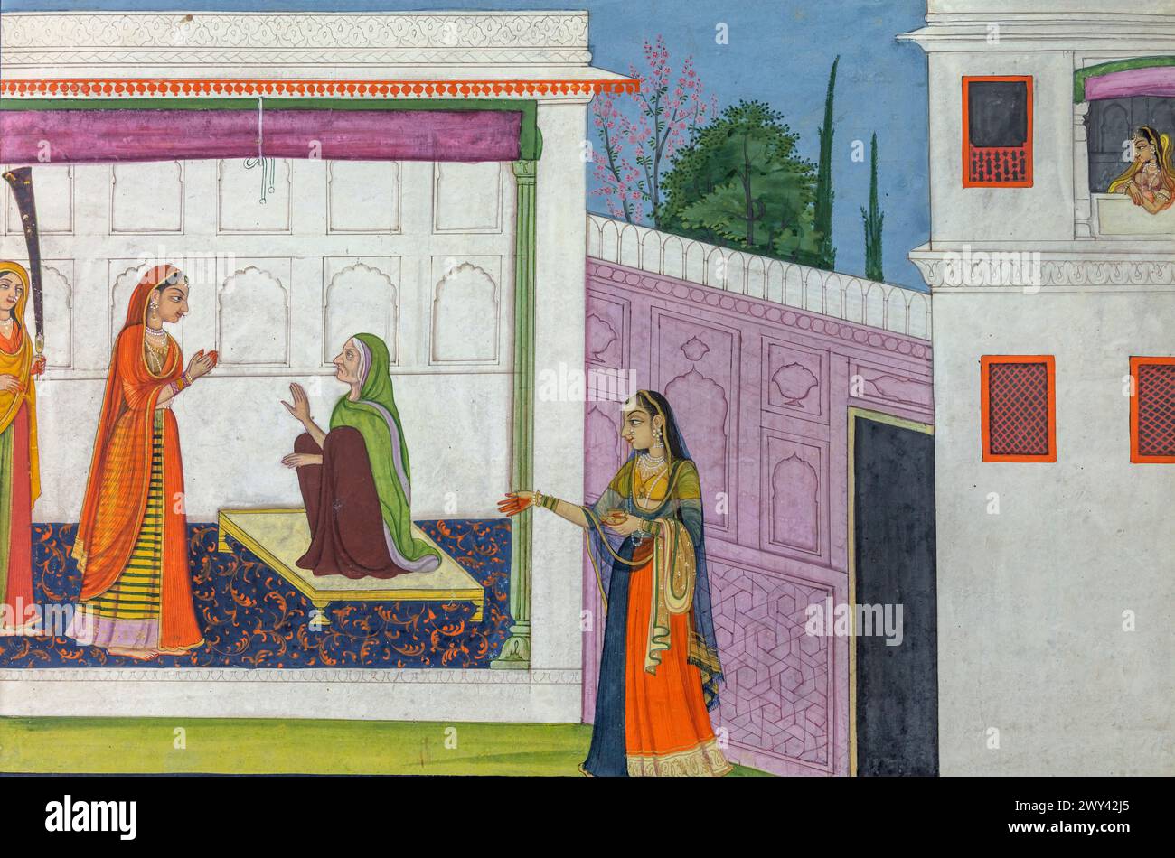 Frauen, 19. Jahrhundert, Kangra, Himachal State Museum, Shimla, Himachal Pradesh, Indien Stockfoto
