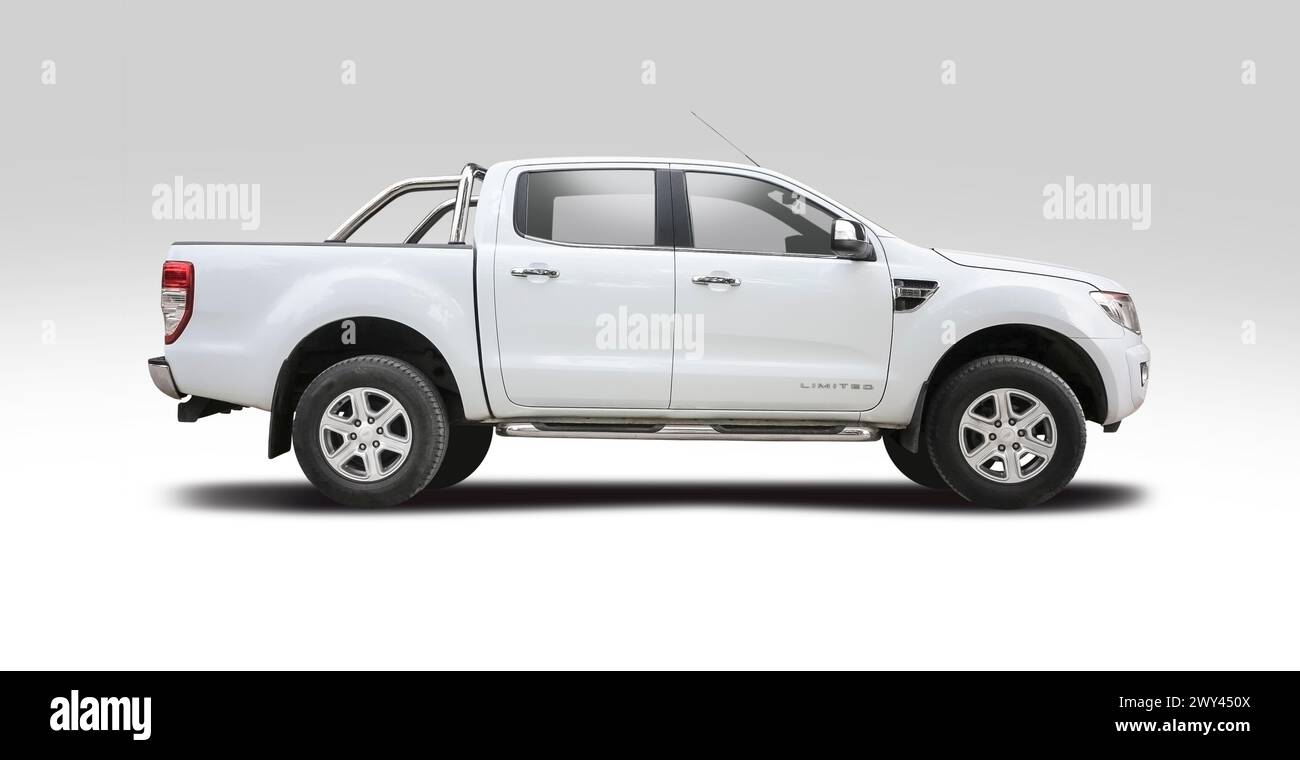 Seitenansicht des Ford Limited Pickup Trucks isoliert auf weißem Hintergrund Stockfoto