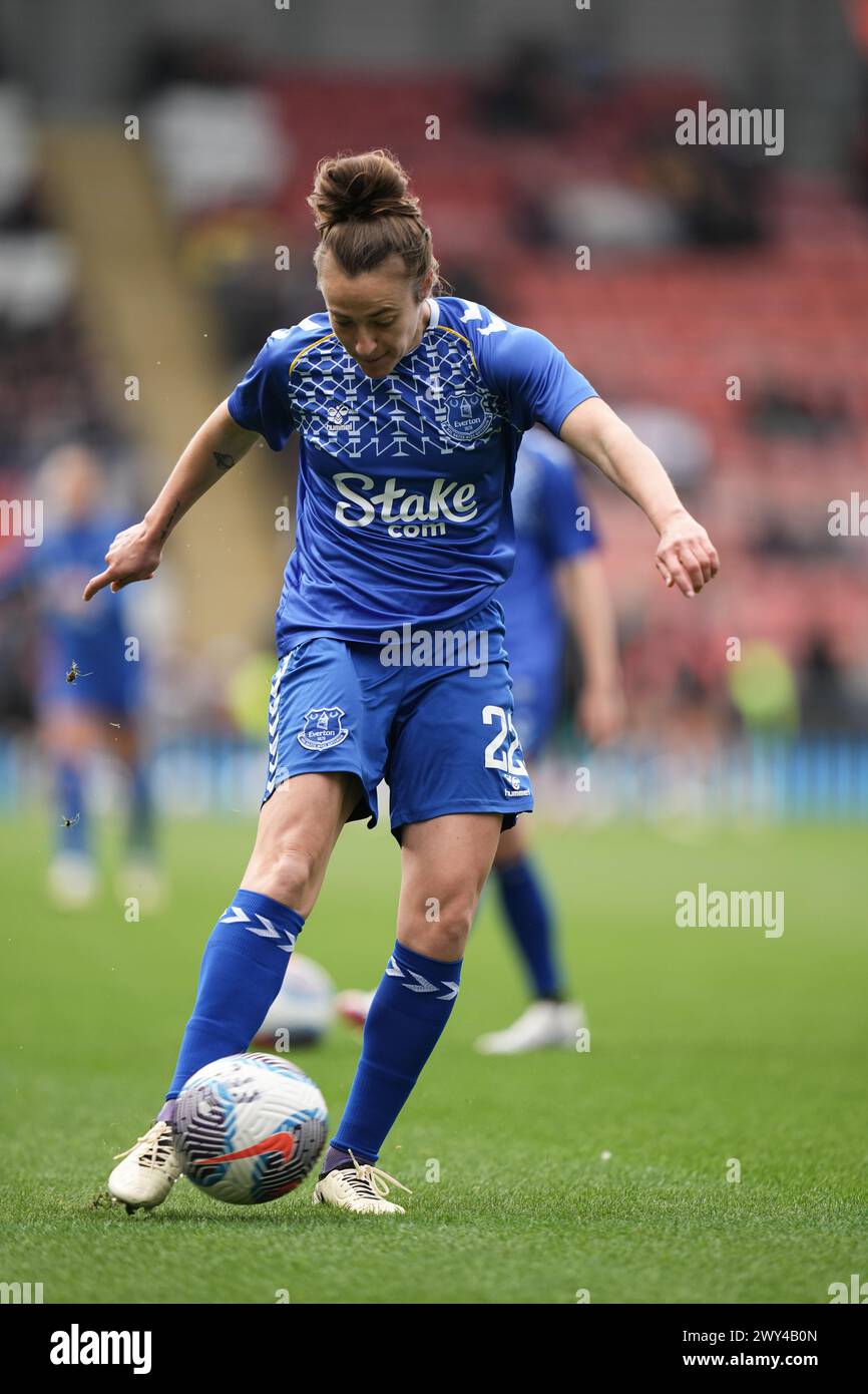 Manchester United Women gegen Everton Women’s Super League. Aurora Galli of Everton während des Women’s Super League-Spiels zwischen Manchester United und Everton am 31. März 2024 in Leigh, England. Stockfoto