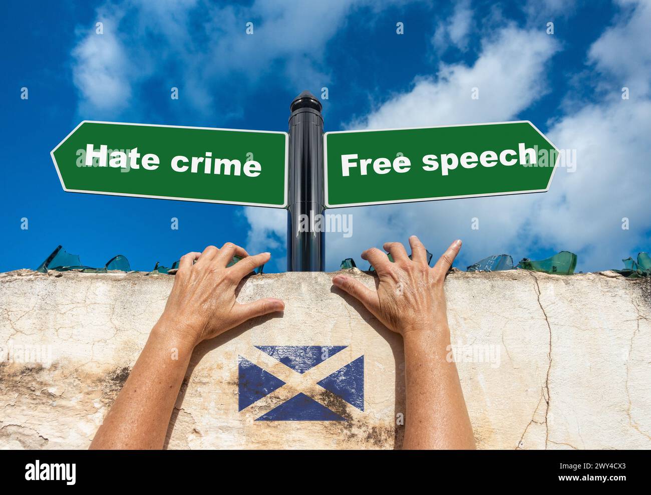 Hasskriminalgesetz, Redefreiheit, Schottland-Konzept Stockfoto