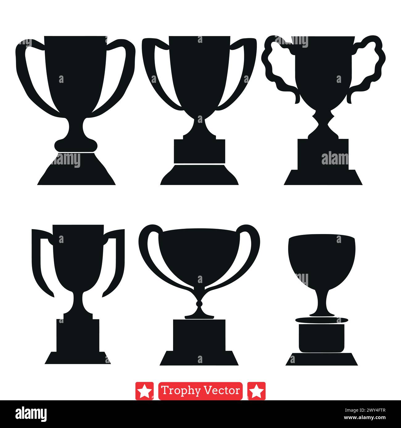 Glitzer Trophies Silhouette Kollektion für Erfolg Stock Vektor